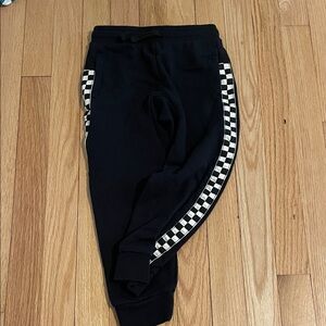 Kids Black Jogger Pants with Checker Side Stripe